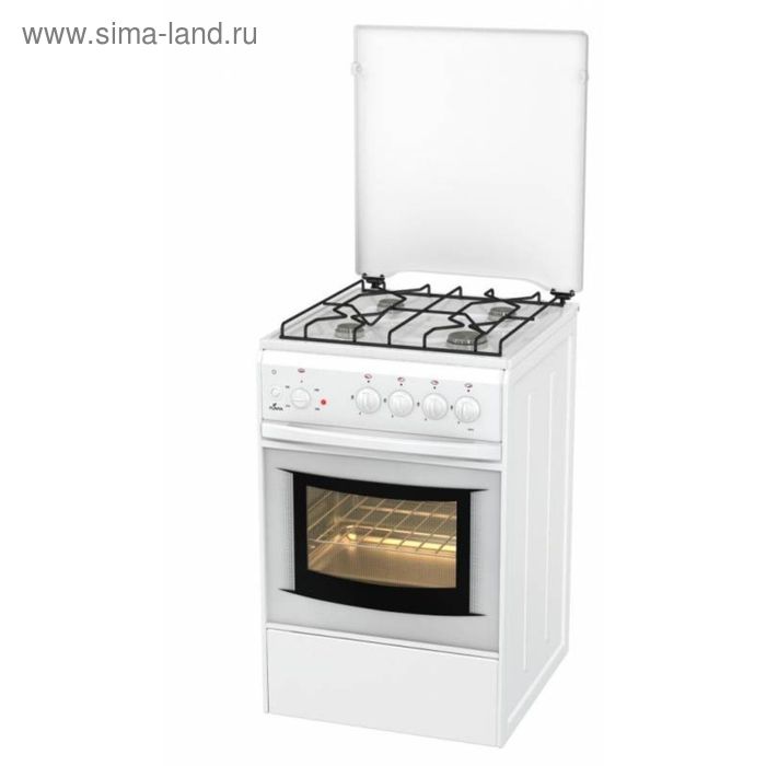 Плита Flama AK 1411 W, комбинированная, 4 конфорки, 50 л, электрическая духовка, белая - Фото 1