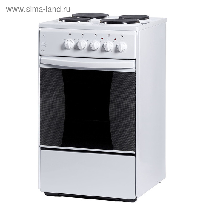 Плита Flama AE 1403 W, электрическая, 4 конфорки, 50 л, эмаль, без гриля, белая - Фото 1