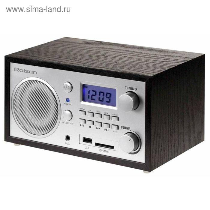 Радиобудильник Rolsen RFM-300 венге LCD подсв:синяя часы:цифровые AM/FM/УКВ - Фото 1