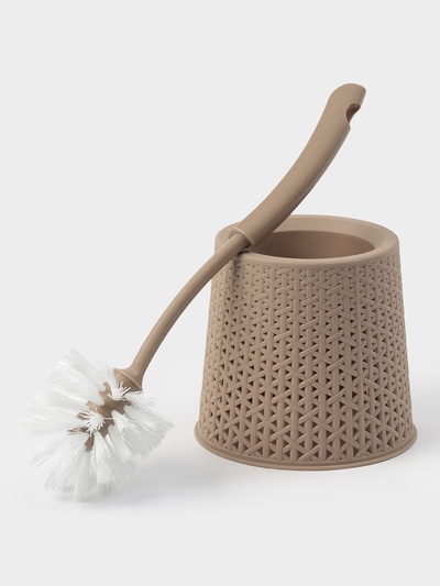 Ёршик для унитаза «Практик. Ротанг», 14×14×40 см, с подставкой, МИКС