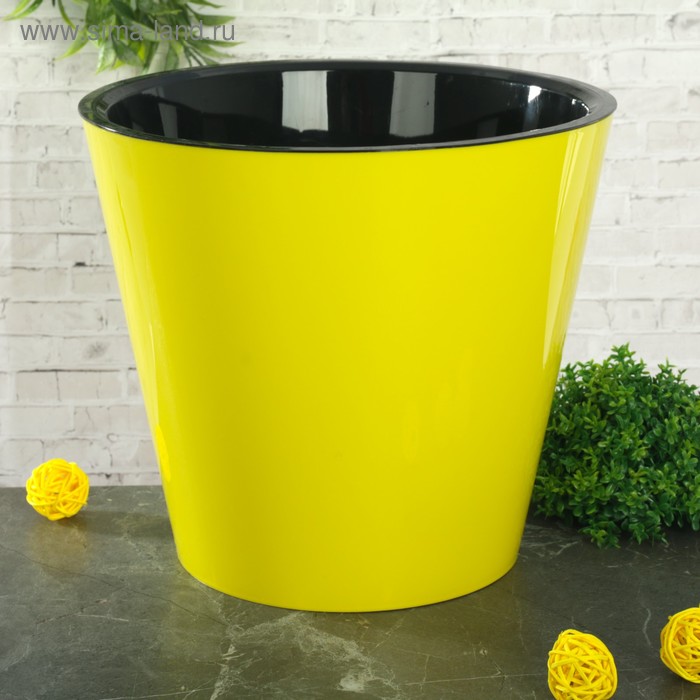 Кашпо для цветов со вставкой «Фиджи», 5 л, цвет жёлтый - Фото 1