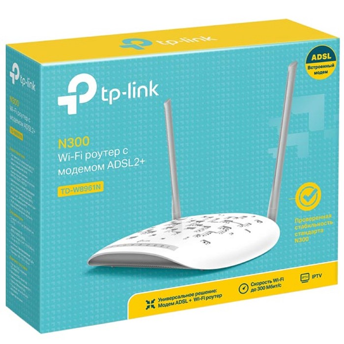 Wi-Fi роутер беспроводной TP-Link TD-W8961N ADSL Annex A/М - фото 51293625