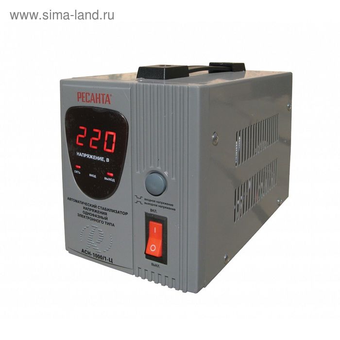 Стабилизатор напряжения Ресанта АСН-1000/1-Ц электронный, однофазный, серый - Фото 1