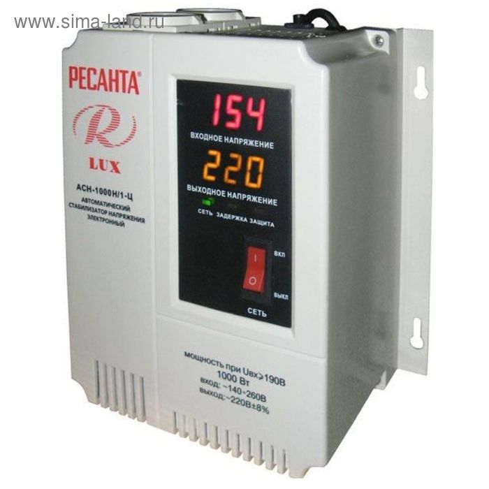 Стабилизатор напряжения Ресанта АСН-1000Н/1-Ц электронный, однофазный, серый - Фото 1