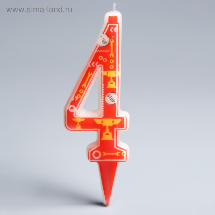 Свеча в торт цифра Дисней 4 "С Днем рождения", Тачки - Фото 1