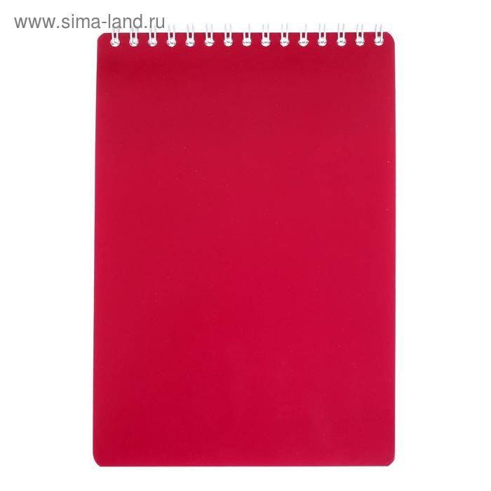 Блокнот А5, 50 листов в клетку на гребне "Тёмно-красный", обложка мелованный картон - Фото 1