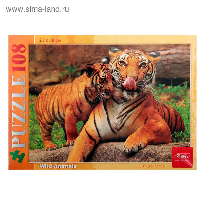 Пазлы «Тигрица с тигрёнком», 108 элементов - Фото 1