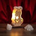 Соляной светильник "Заяц" малый 17х10х6 см, деревянный декор, цельный кристалл - Фото 1