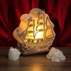Соляной светильник "Кораблик" большой, 18х20х6 см, деревянный декор, цельный кристалл - Фото 1