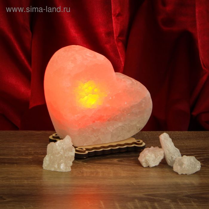 Соляной светильник "Сердце" малый 13 х 13 х 6 см, цветной, цельный кристалл - Фото 1