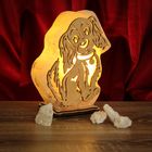 Соляной светильник "Собака" большой 19 х 16 х 6 см, деревянный декор, цельный кристалл - Фото 1