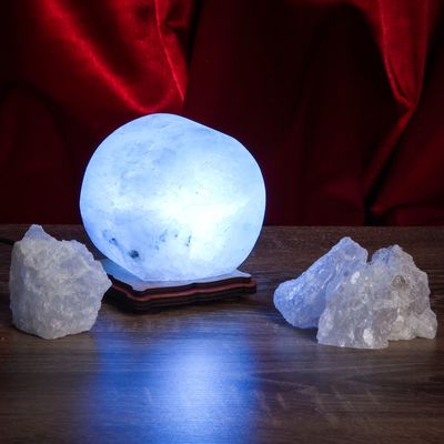 Соляной светильник USB "Радуга КРУГ" 8х8 см, цветной, цельный кристалл