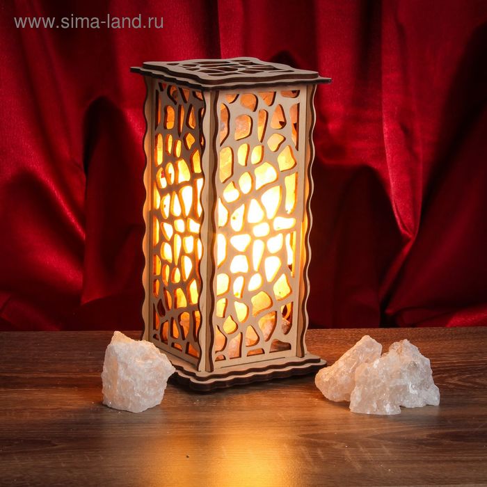Соляной светильник "Камешки" 20 х 12 см, деревянный декор - Фото 1