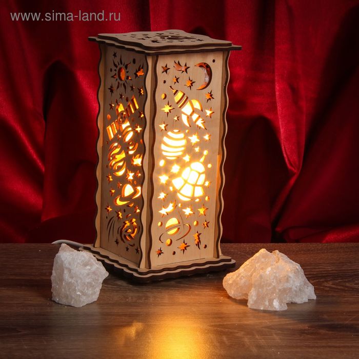 Соляной светильник "Космос" 20 х 12 см, деревянный декор - Фото 1