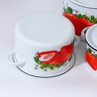 Набор кастрюль эмалированных «Клубника садовая», 3 предмета: 1.5 л, 2.9 л, 4.5 л, белый - Фото 3