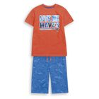 Комплект для мальчика из футболки и шорт, рост 146 см, цвет коралловый - Фото 2
