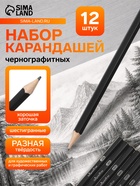 Набор карандашей чернографитных, 6 штук (14 В, 10 В, 8 В, 6 В, 4 В, 2 В) - Фото 1