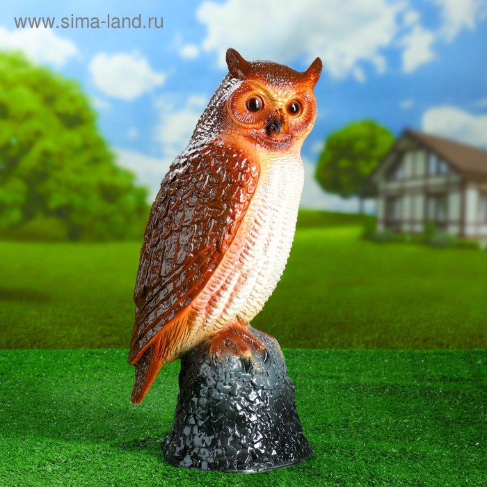 Садовая фигура "Сова на камне" большая 20х25х55см - Фото 1