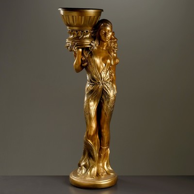 Фигура с кашпо "Восточная красавица" бронза, 1,9 л / 26х97х35см