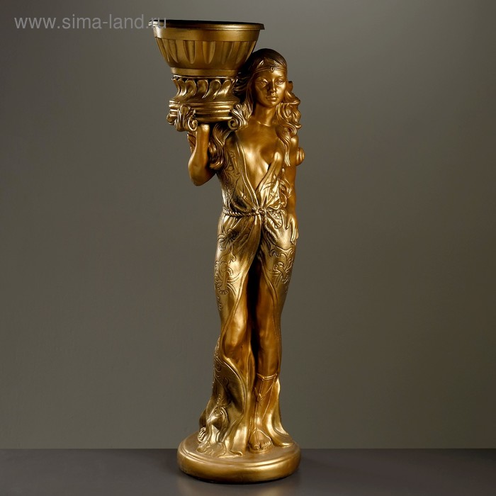 Фигура с кашпо "Восточная красавица" бронза, 1,9 л / 26х97х35см - Фото 1