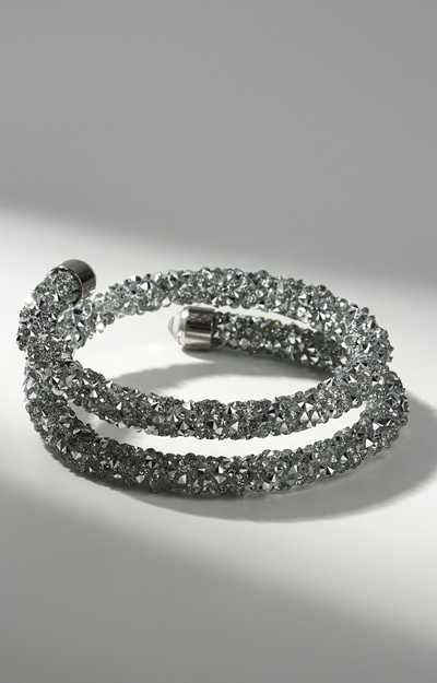 Браслет-пружинка «Шанталь» 2 ряда, цвет серебро, d=7 см