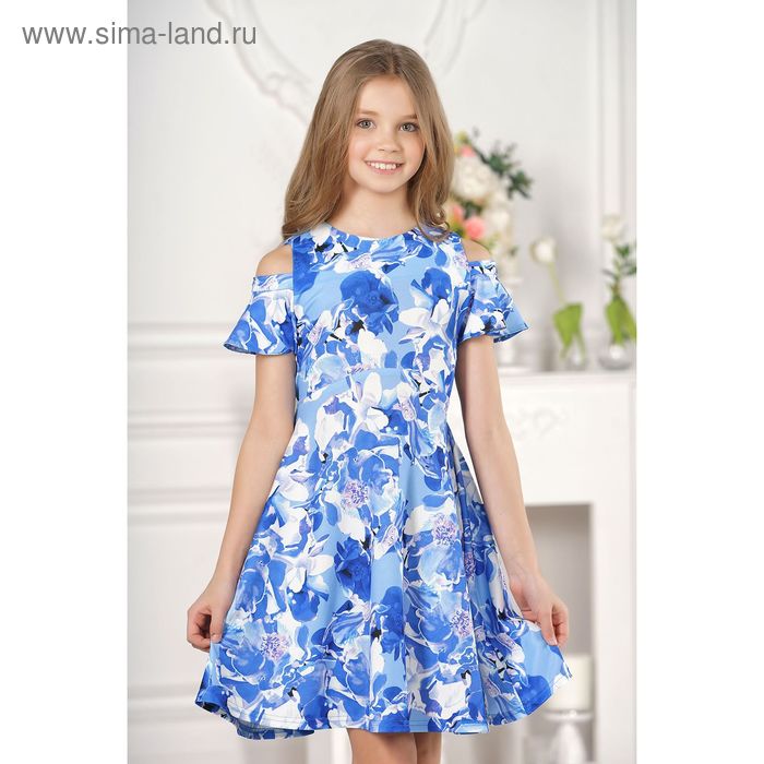 Платье для девочки family look  цвет синий, р-р 28, рост 98 см - Фото 1