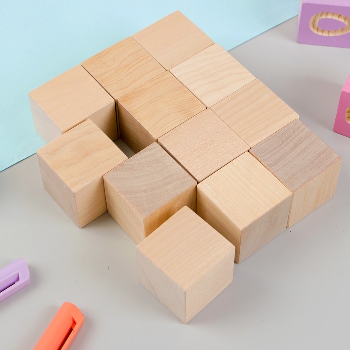 Кубики Неокрашенные, 12 шт., размер кубика: 3,8 × 3,8 см - фото 3646030