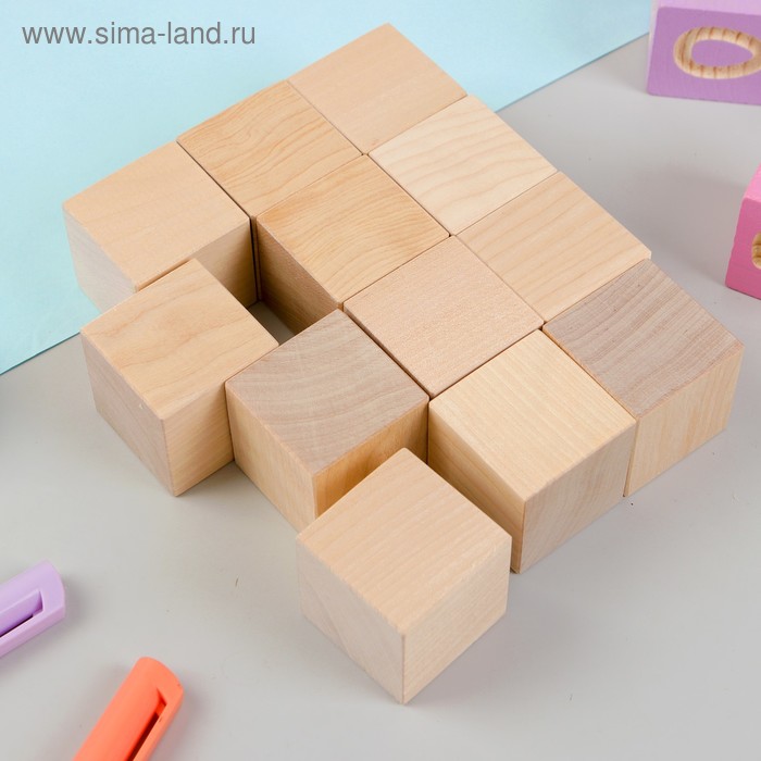Кубики Неокрашенные, 12 шт., размер кубика: 3,8 × 3,8 см