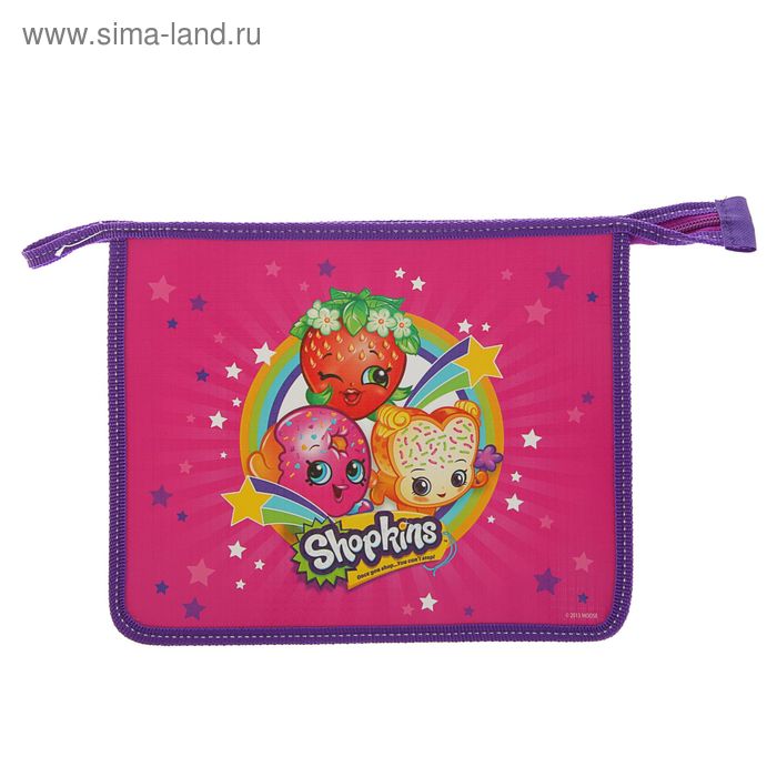 Папка для тетрадей А5 Shopkins молния сверху, пластиковая 242х193х15 31775 - Фото 1