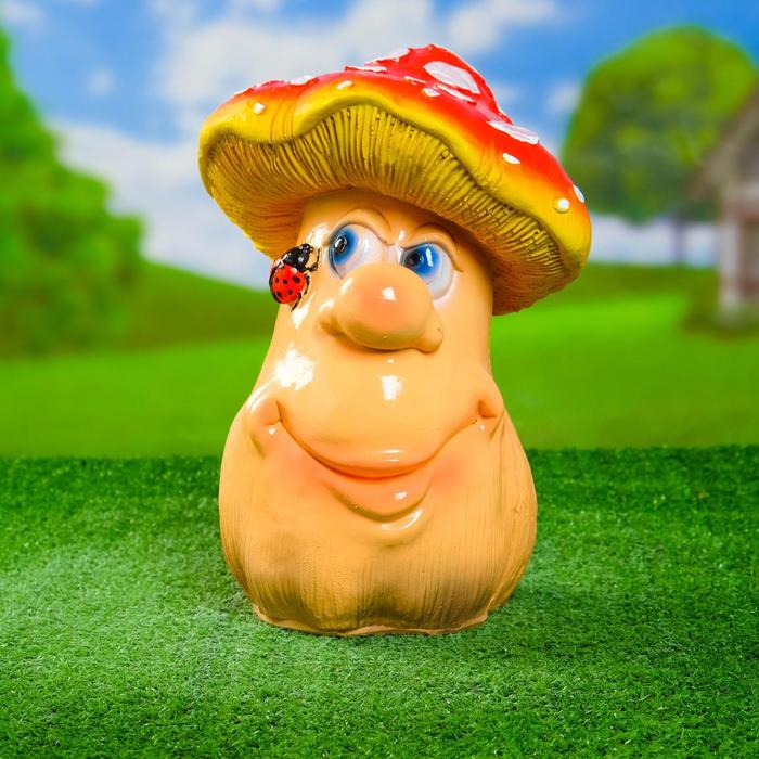 Садовая фигура "Гриб мухомор с божьей коровкой" 20х20х30см - Фото 1