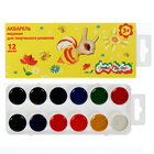 Акварель 12 цветов "Каляка-Маляка", медовая, без кисти, картон - Фото 1
