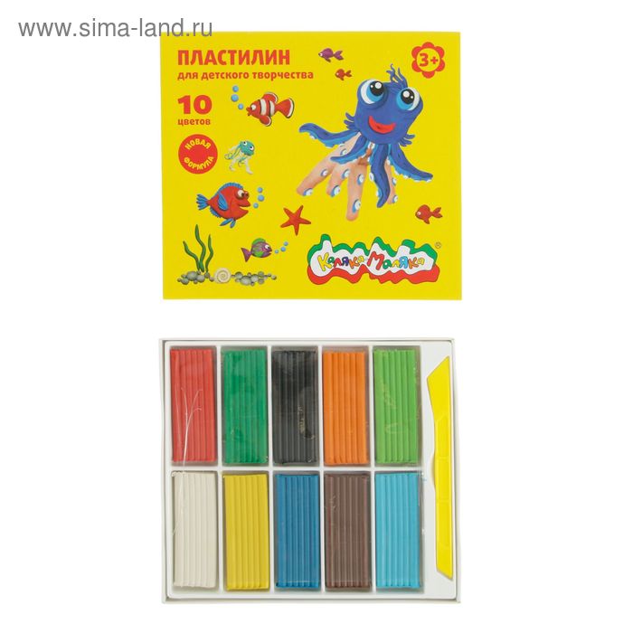 Пластилин «Каляка-Маляка», 10 цветов, 150 г, со стеком - Фото 1