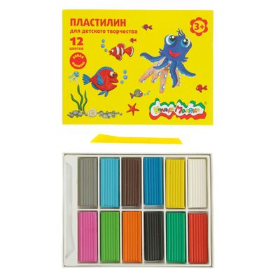 Пластилин «Каляка-Маляка», 12 цветов, 180 г, со стеком