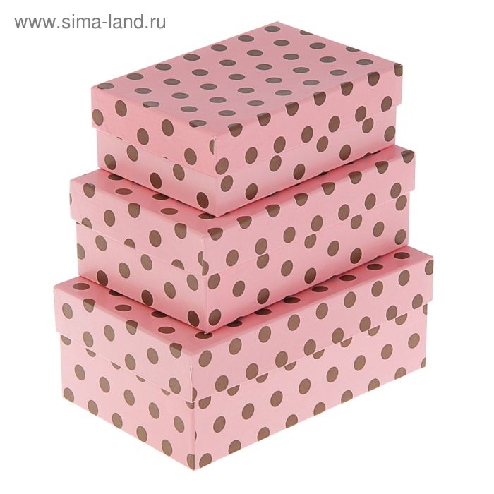 Набор коробок 3 в 1 "Горох на розовом" 19 х 12 х 7,5 - 15 х 10 х 5 см - Фото 1