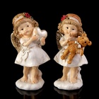 Фигурка полистоун «Ангелочек-девочка с пухлыми щёчками, с мишкой» 9×3.5×3.5 см - фото 52415658