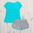 Комплект женский (футболка, шорты) Дженни 2070, цвет голубой, р-р 48 - Фото 7