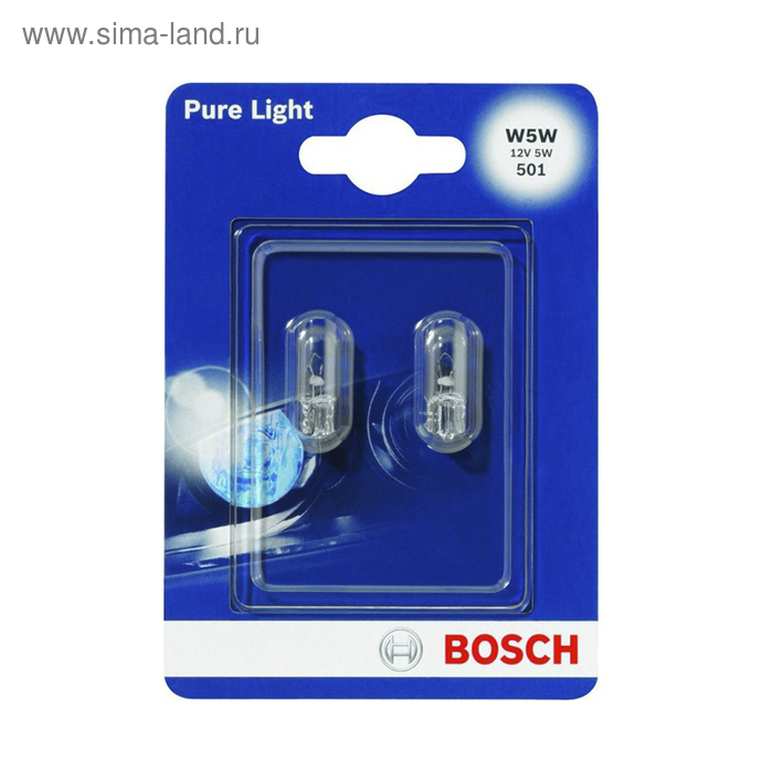 Лампа Bosch STANDARD, W5W, 12 В, 5 Вт, 2шт, (блистер), 1987301026