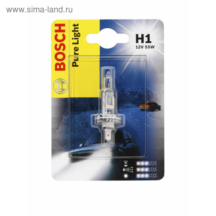Лампа Bosch STANDARD, H1, 12 В, 55 Вт [блистер], 1987301005 - Фото 1