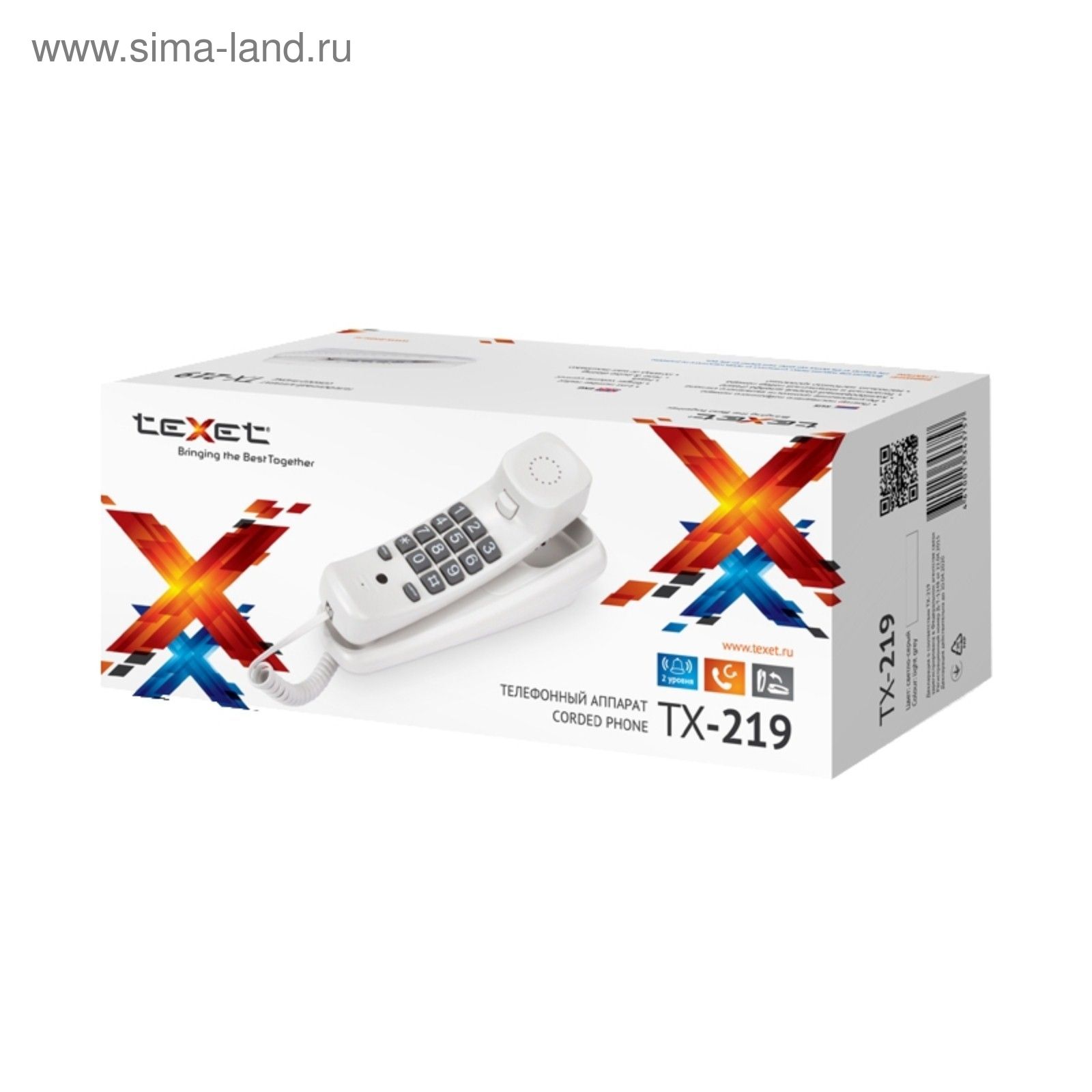 Телефон проводной Texet TX-219, светло-серый (2425028) - Купить по цене от  560.50 руб. | Интернет магазин SIMA-LAND.RU