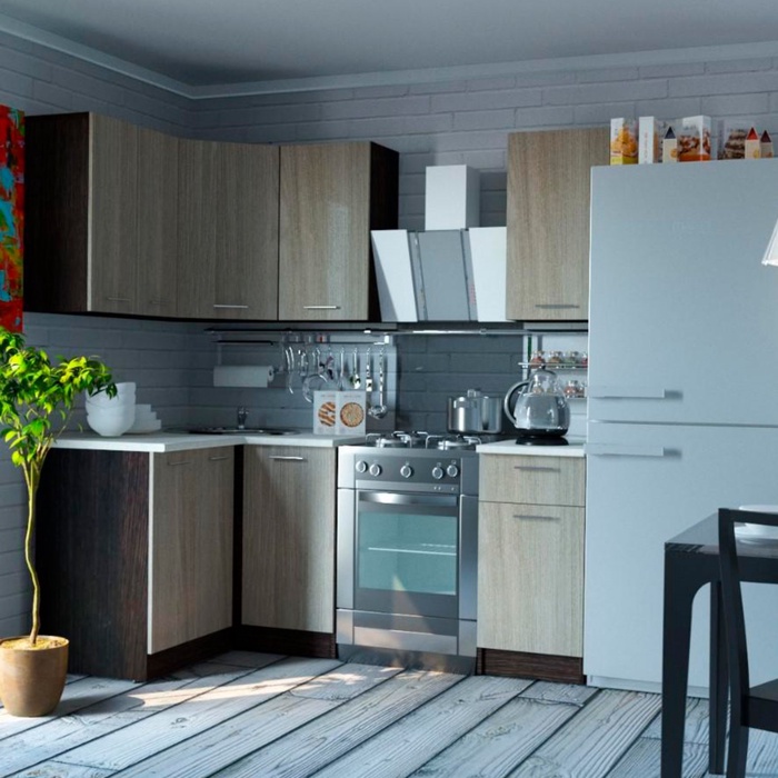 Кухонный гарнитур «Светлана прайм», 1200×1400 мм, цвет ясень шимо светлый/венге - Фото 1