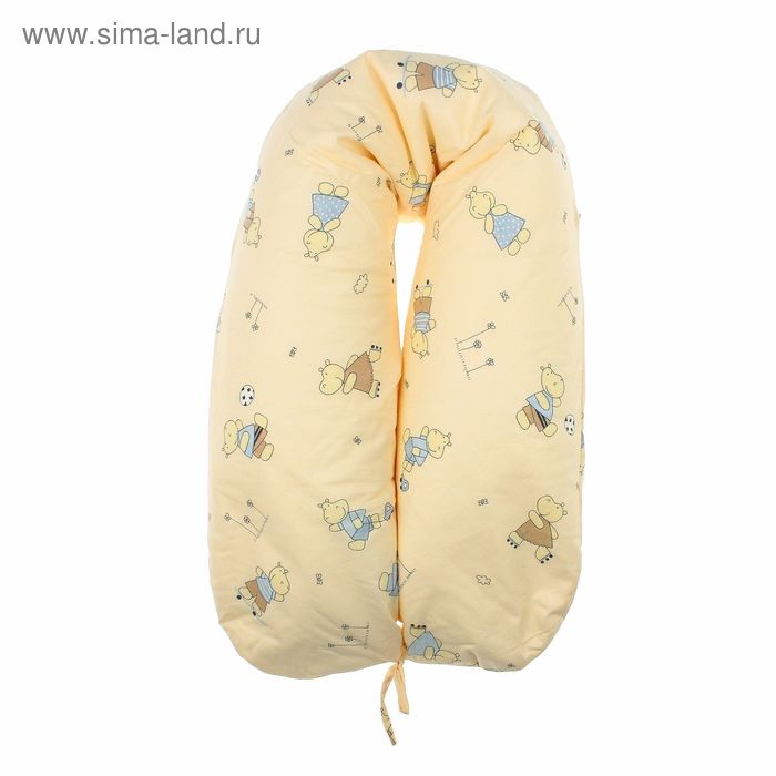 Подушка для беременных 30х145 бязь, на молнии, пенополистерол, сумка, Бегемотики - Фото 1