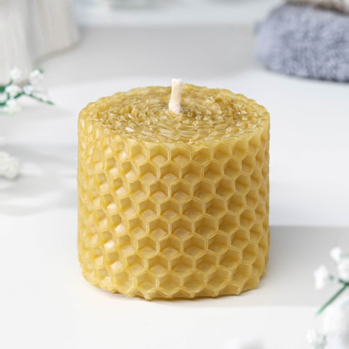 Свеча из вощины медовая 4 см  с маслом Гвоздика, репелентная - Фото 1