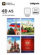 Тетрадь 48 листов в клетку Calligrata «Россия», серые листы, МИКС - Фото 1