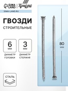 Гвозди ТУНДРА, строительные, ГОСТ 4028-63, без покрытия, 3×80 мм, 5 кг 2400482 - фото 640336