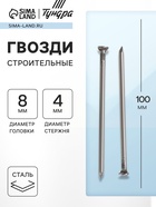 Гвозди ТУНДРА, строительные, ГОСТ 4028-63, без покрытия, 4×100 мм, 5 кг - Фото 1