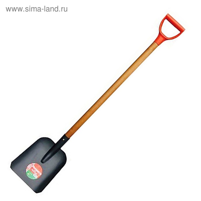 Лопата совковая, L = 150 см, рёбра жесткости, деревянный черенок, с ручкой