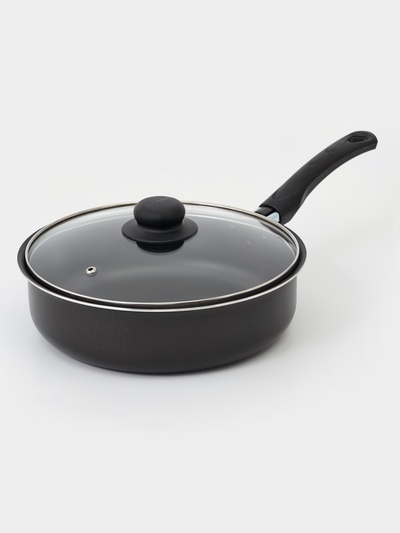 Сотейник Promo, 2.8 л, d=24 см, стеклянная крышка, антипригарное покрытие, алюминий, чёрный