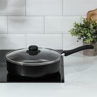 Сотейник Promo, 3,5 л, d=26 см, h=8 см, стеклянная крышка, антипригарное покрытие, чёрный - Фото 6