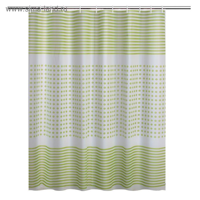 Штора для ванной Green Dots, кольца в комплекте - Фото 1