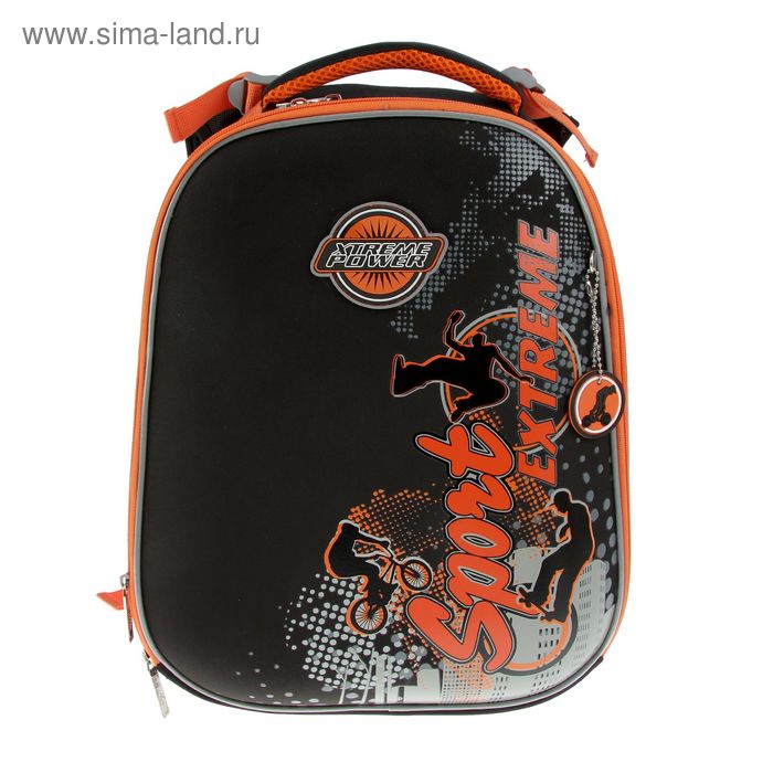 Рюкзак каркасный Hatber 38*28*16 Ergonomic для мальчика «Спорт Экстрим», серый/оранжевый NRk_15013 - Фото 1
